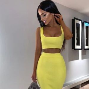 💕5/$25 Ribbed Skirt Set Yellow